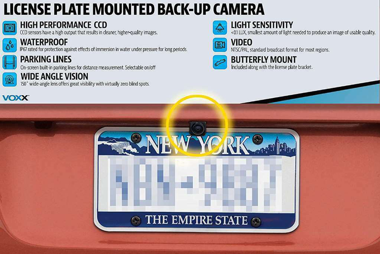 Audiovox ACAM4 HD Wide Angle License Plate Mounted Backup Camera