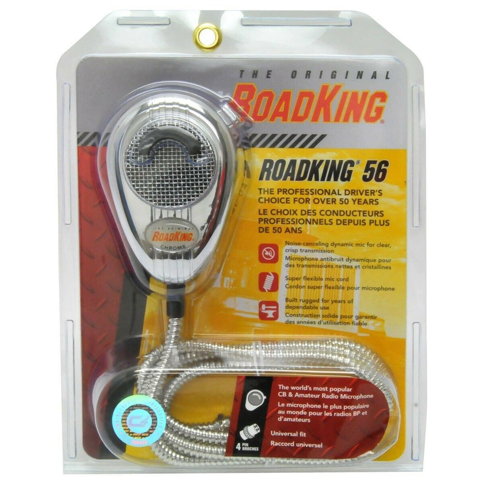 Road King 56 4-Pin Microphone, Chrome & Chrome Cord