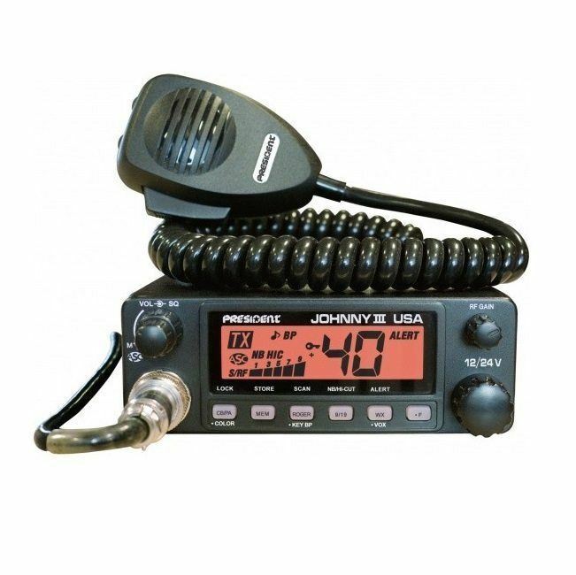 President TXMU653 Johnny III 40 Channel CB Radio 12/24V Mobile 3 Color LCD AM PA Weather