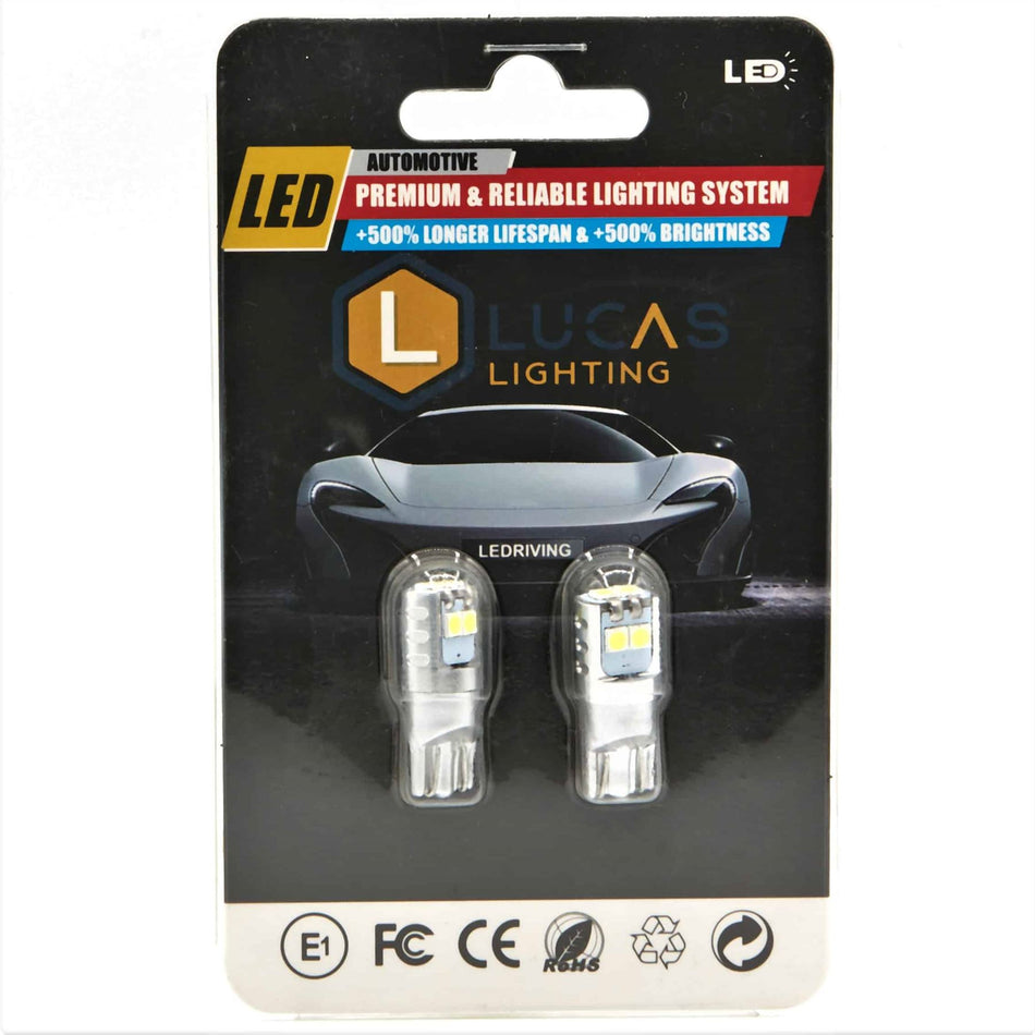 Lucas Lighting L-T106 T10 194 6 LED CANBUS High Output Bulb Pair White 290 Lumen