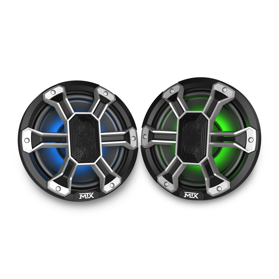 MTX PS8C 8" Powersport Coaxial Speakers with RBG Lighting 300W Peak 150W RMS