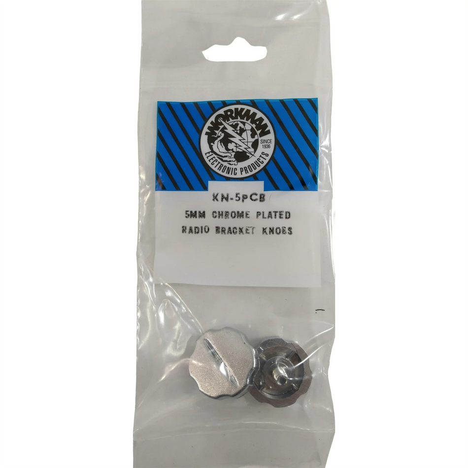Workman KN-5PCB Radio Knobs 5mm Plastic Chrome Thread Replacement Pack of Two