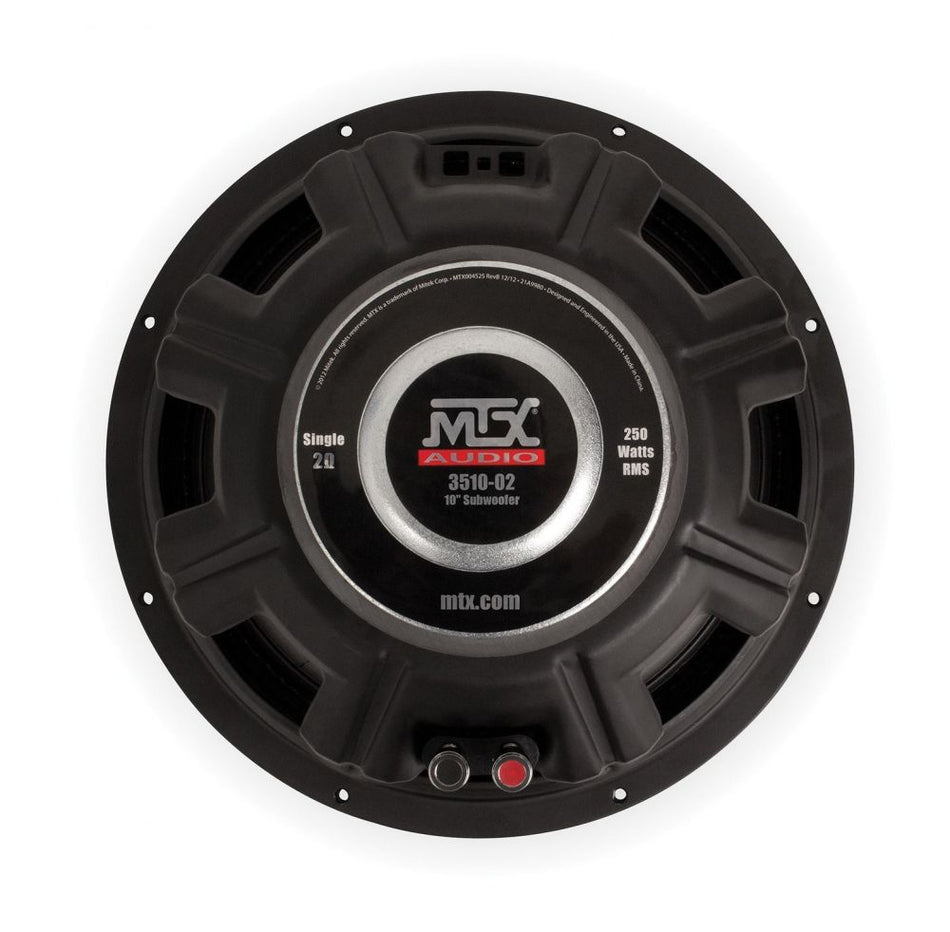 MTX 3510-02 10 Inch Single 2 Ohm Round Subwoofer with 250 Watts RMS Power Handling