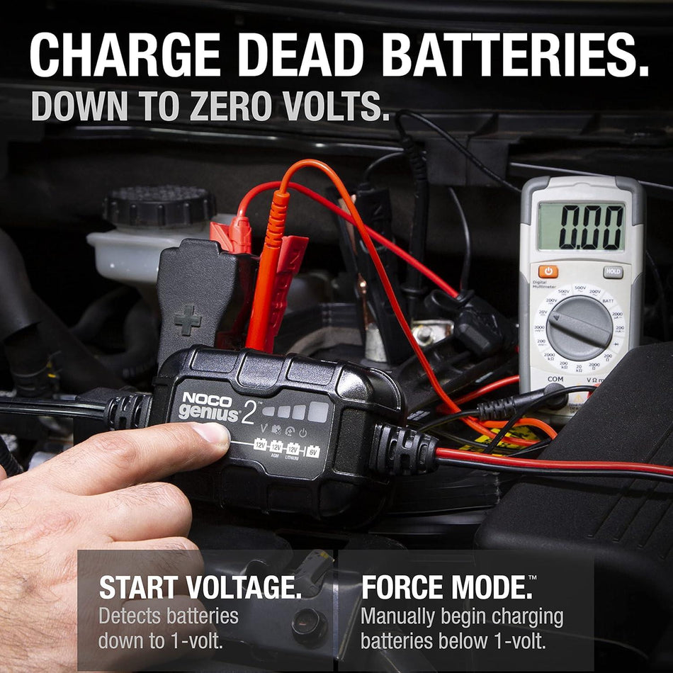NOCO GENIUS2 Battery Charger 2-Amp Fully Automatic Battery Maintainer & Desulfator
