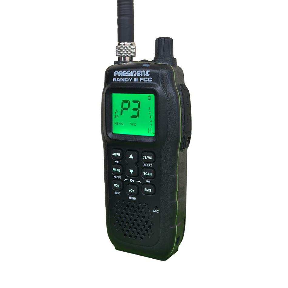 President Randy III Handheld CB Radio FCC 40 AM/FM Channels with LCD Display
