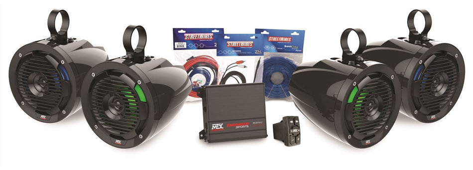 MTX UNI-2-AWBTSW Universal UTV Kit with Amplifier, 4 Speakers & Bluetooth Switch