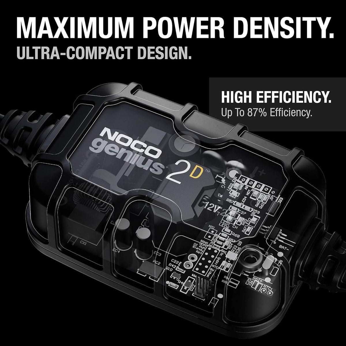 NOCO GENIUS2D Battery Charger 2-Amp Direct-Mount Fully Automatic & Battery Maintainer