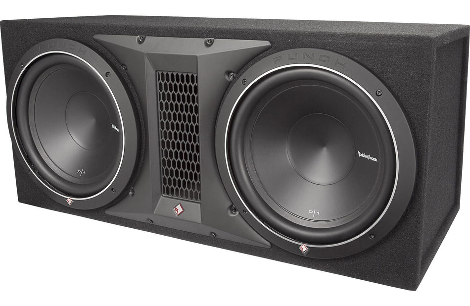 Rockford Fosgate P1-2X10 Dual Subwoofer Enclosure 10 Inch Vented Ported with 500W RMS
