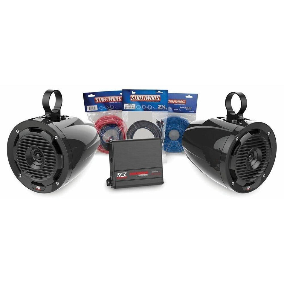 MTX UNI-1-ADDON Universal UTV Kit with Amplifier & 2 Roll Cage 6.5" Speaker Pods