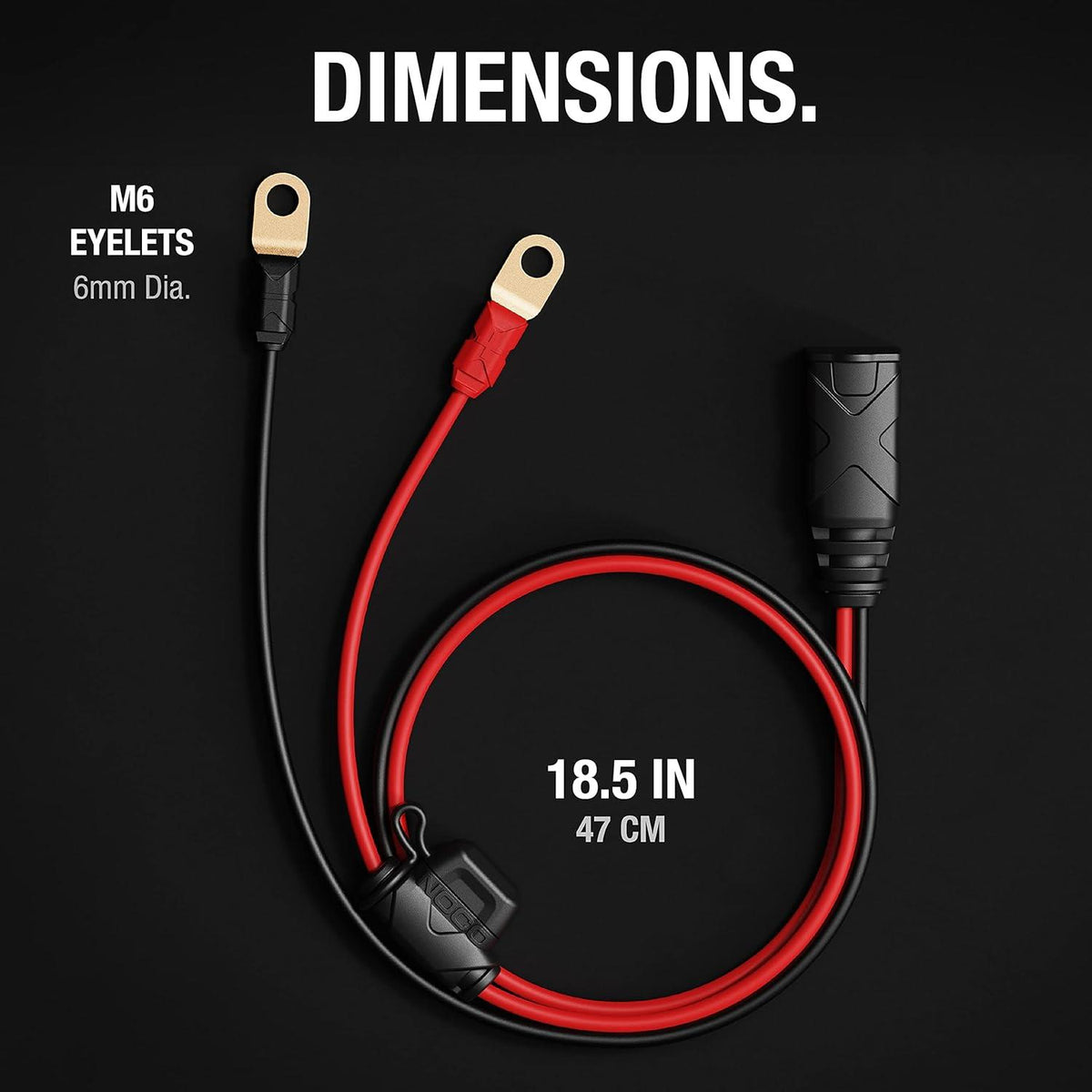 NOCO GC002 Eyelet Terminal Connector|NOCO GC002 X-Connect M6 Eyelet Terminal Connector 18.5" Cable with 20-Amp Fuse