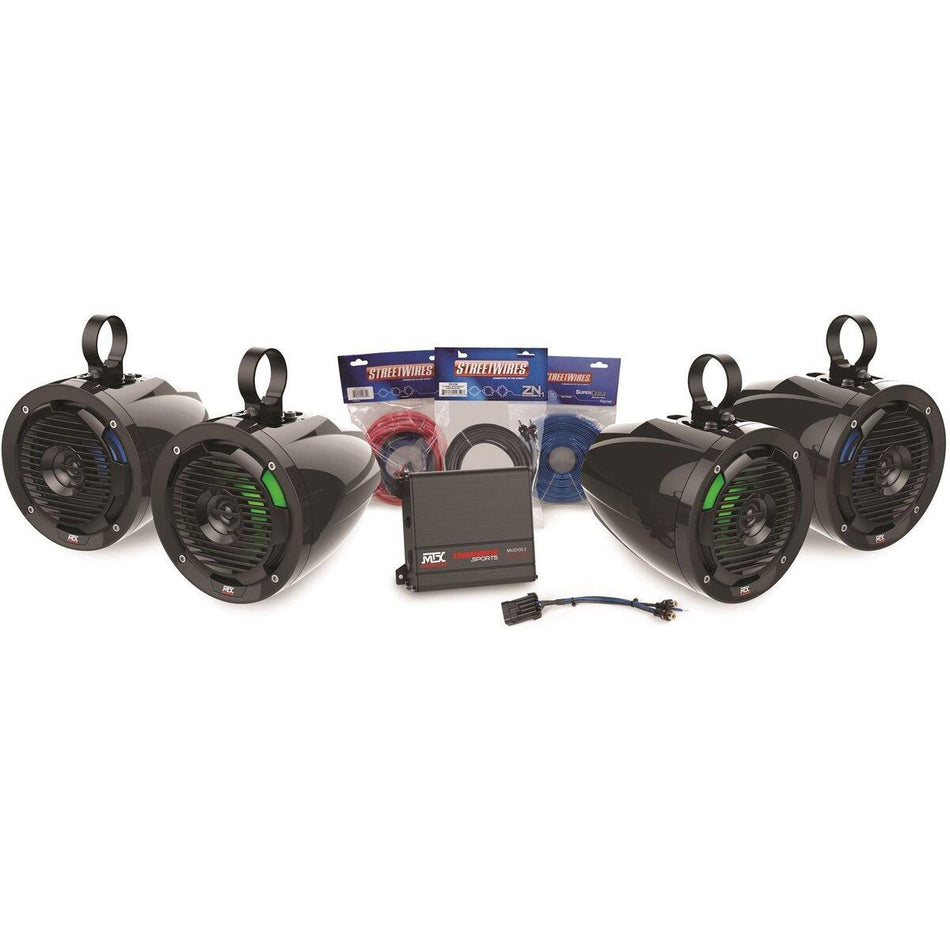 MTX UNI-2-PRCAA Universal UTV Kit with Amplifier & 4 Roll Cage 6.5" Speaker Pods