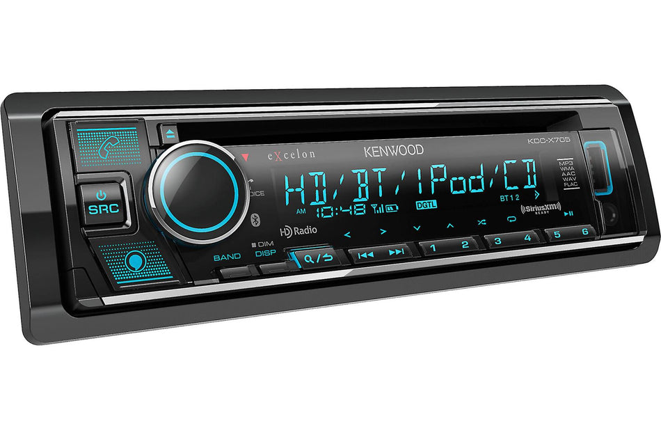 Kenwood KDC-X705 CD Player 1 DIN 1.5 Line Text Display with Bluetooth and HD Radio