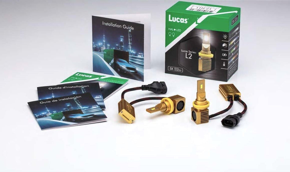 Lucas Lighting L2-9005/6 Headlight Bulb White LED 13K Lumens Brightness Single Output Pair