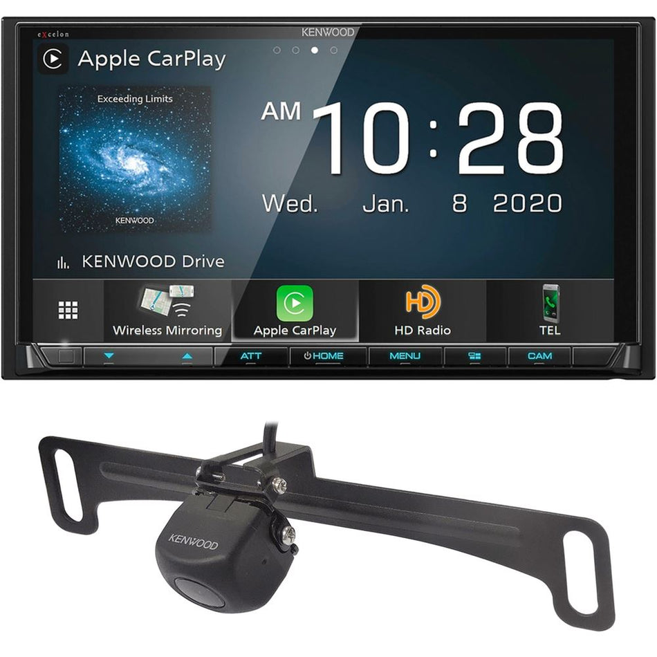 Kenwood DMX908-320LP EXCELON 6.95 Inch LCD Touchscreen Digital Multimedia Receiver | Plus KENWOOD CMOS-320LP Universal Backup Camera|Kenwood DMX908-320LP Set of DMX908S Media Receiver & CMOS-320LP Backup Camera