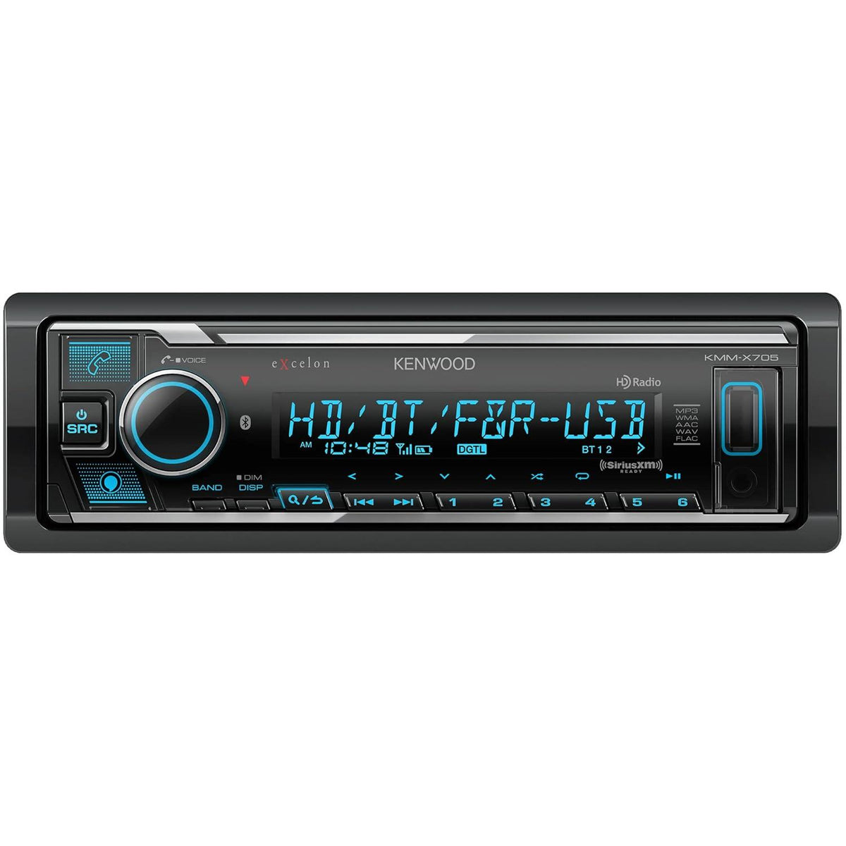 Kenwood KMM-X705 Digital Media Receiver (No CD) Single DIN 1.5 Line Text Display
