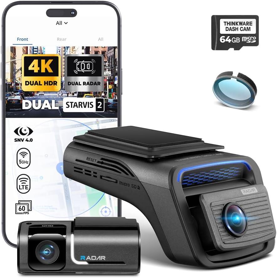 Thinkware TW-U3000PRODO 4K Front & 2K Rear Dash Camera Kit with OBD-II Cable