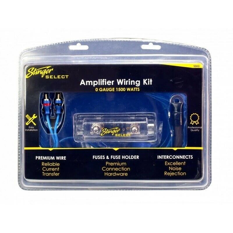 Stinger SSK0 12.75 Inch 1500W AWG Gauge Complete Car Amp Amplifier Wiring Kit Black