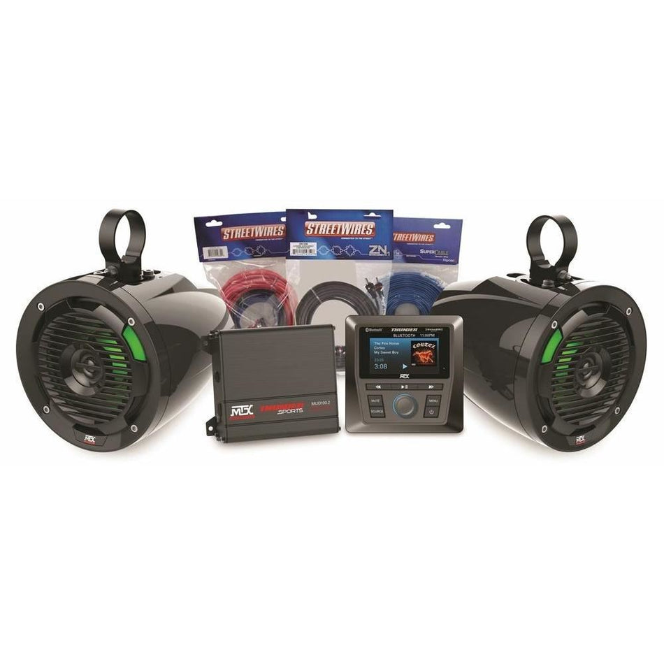 MTX UNI-1-AWMC3 Universal UTV Kit with Amplifier, 2 Speakers and Media Receiver