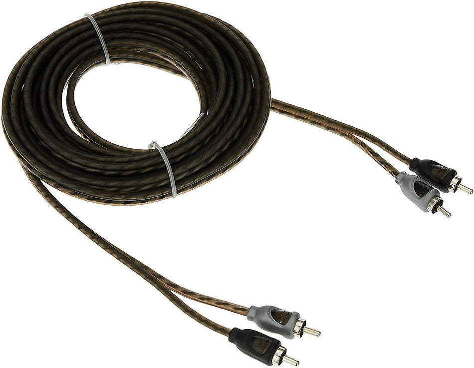 Rockford Fosgate RFI-20 Twisted Pair 20 Feet RCA Cable with Woven Outer Shield