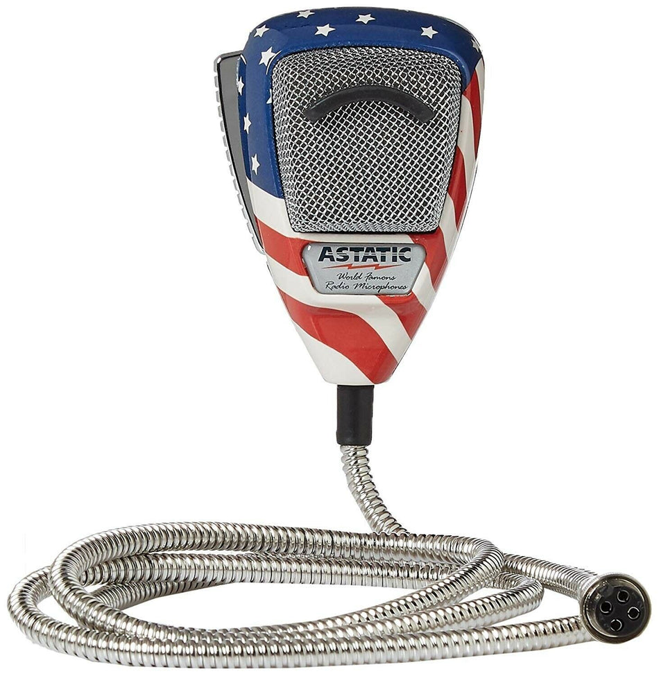 Astatic 302-10309 Flag Stars/Stripes Noise Canceling 4 Pin CB Ham Radio Microphone
