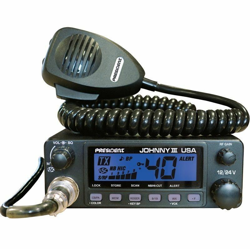 President TXMU653 Johnny III 40 Channel CB Radio 12/24V Mobile 3 Color LCD AM PA Weather
