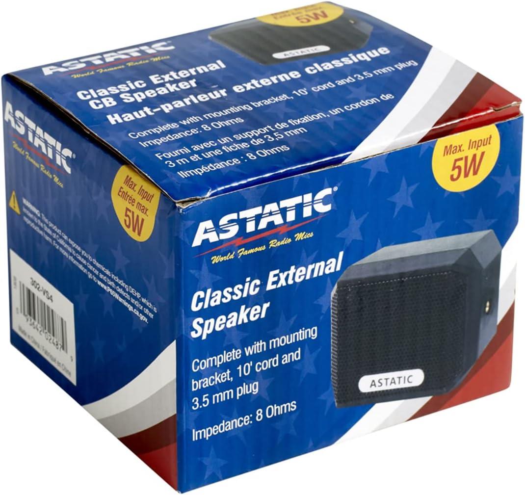 Astatic 302-VS4 TM Classic External CB Radio 5 Watts Speaker and 10 Feet Power Cord
