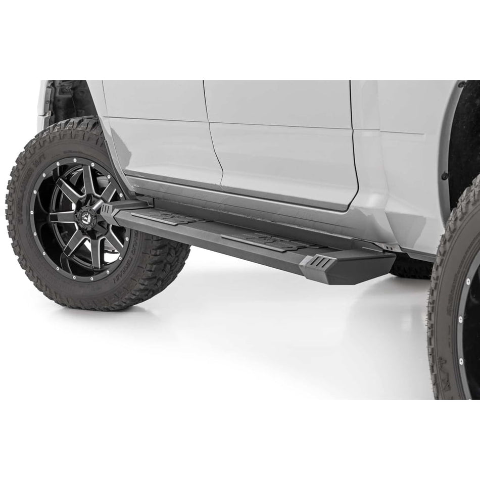 Rough Country HD2 running boards installed on Ram Crew Cab