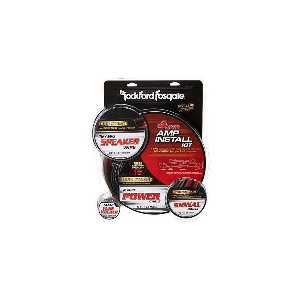 Rockford Fosgate RFK4X 4 AWG Complete Amplifier Power and Signal Installation Kit