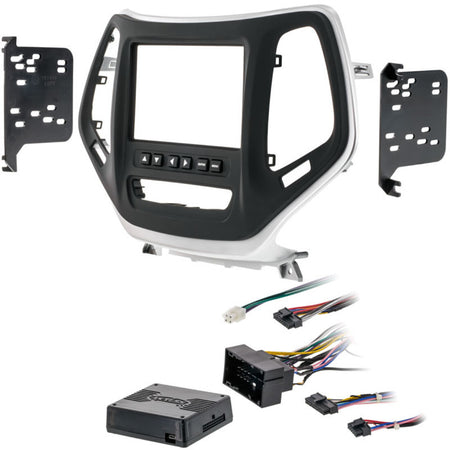 Metra 99-6526S silver Jeep Cherokee dash kit - trim, brackets and interface components