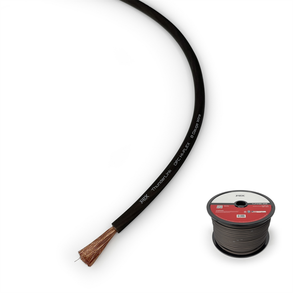 MTX TLPW8B-250 ThunderLink 8 AWG OFC Power Cable 250ft Hi-Flex Black Wire