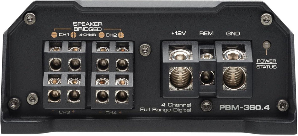 PowerBass PBM-360.4 Mini Amplifier 2-Channel Full Range Class D 360W RMS