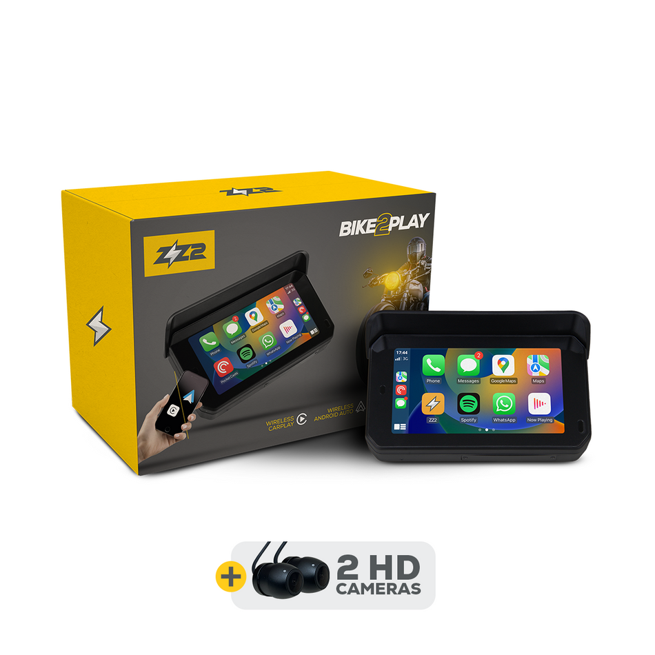 ZZ2 B2P-DVR 5-inch motorcycle CarPlay Android Auto display with cameras