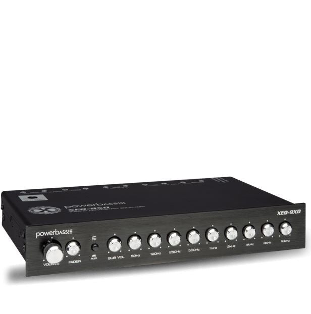 PowerBass XEQ-9XO 9 Band Active Equalizer Pre Amp with Subwoofer Control 1/2 Din