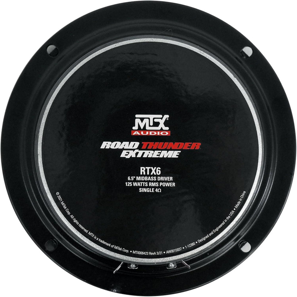 MTX RTX6 RoadThunder Extreme 6.5" Midbass Driver Speaker 125W RMS 250W Peak