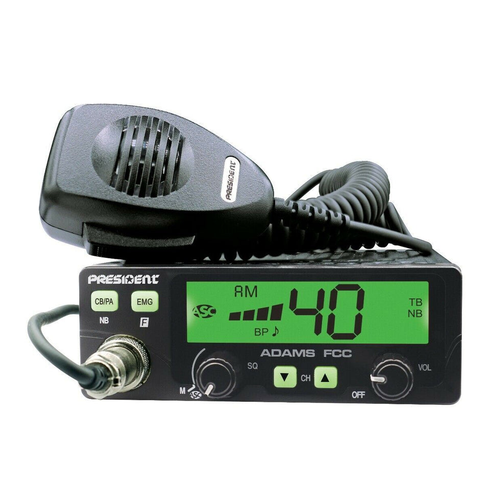 President Adams FCC CB Radio with 40 Channels AM and Multi Functions LCD Display