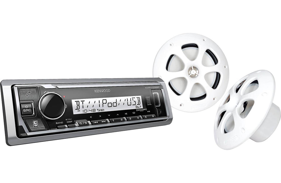 Kenwood PKG-MR3321BT Marine Media Receiver Bluetooth USB AUX and Speaker Combo