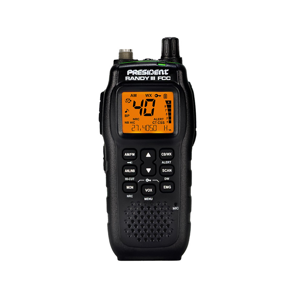 President Randy III Handheld CB Radio FCC 40 AM/FM Channels with LCD Display