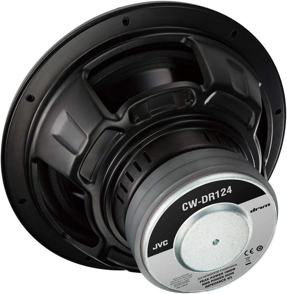 JVC CW-DR124 DRVN Series 12" Subwoofer 6-Layer Voice Coil 1800W Peak 350W RMS