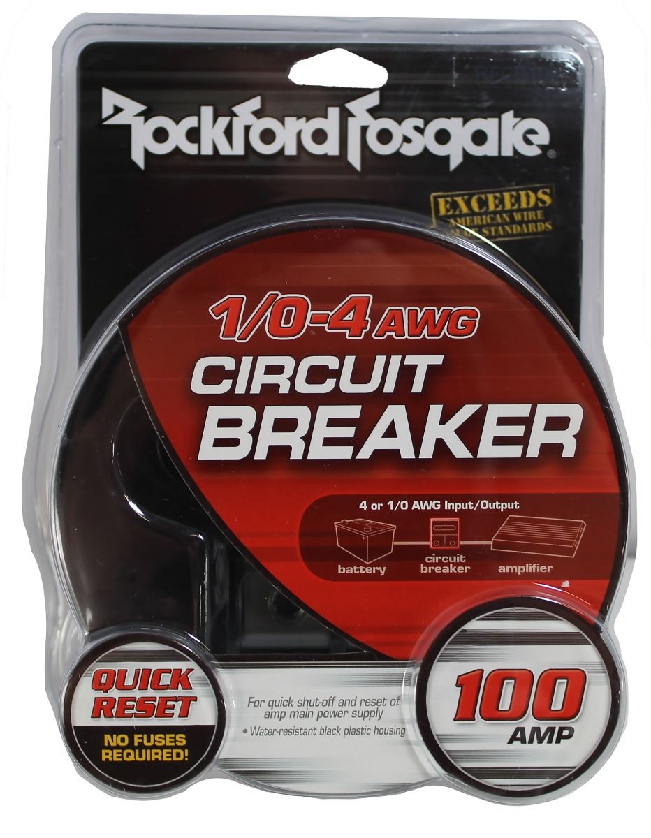 Rockford Fosgate RFCB100 Circuit Breaker 100 Amp 1/0-4 AWG Inputs