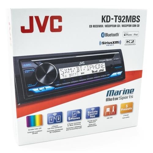 JVC KD-T92MBS Marine CD Receiver 1-DIN with Bluetooth Amazon Alexa & USB Input
