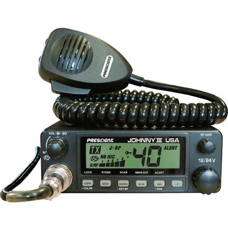 President TXMU653 Johnny III 40 Channel CB Radio 12/24V Mobile 3 Color LCD AM PA Weather