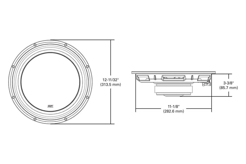 MTX 3512-04S 12'' Single 4 Ohm Round Shallow Mount Subwoofer