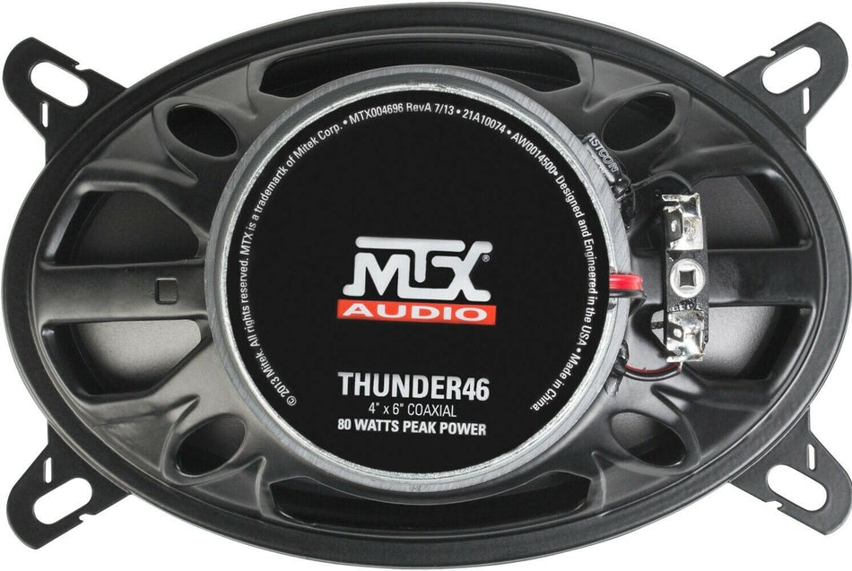 MTX THUNDER46 4 X 6 Inch Thunder Series Coaxial Speaker 2 Way 4 Ohm 40 Watt