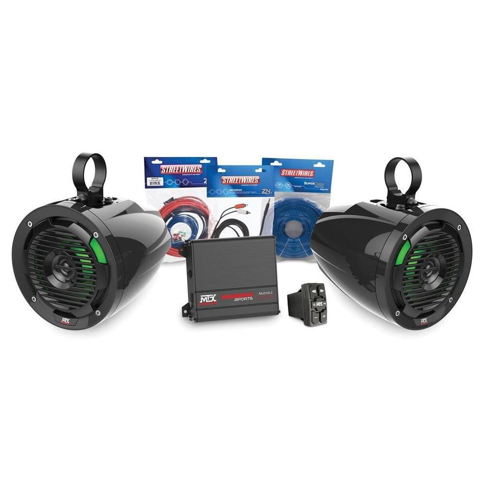 MTX UNI-1-AWBTSW Universal UTV Kit with Amplifier, 2 Speakers & Bluetooth Switch
