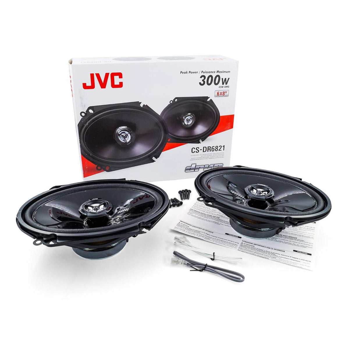 JVC CS-DR6821 DRVN Series 6x8" 2-Way Coaxial Speaker Pair 300W Peak 45W RMS