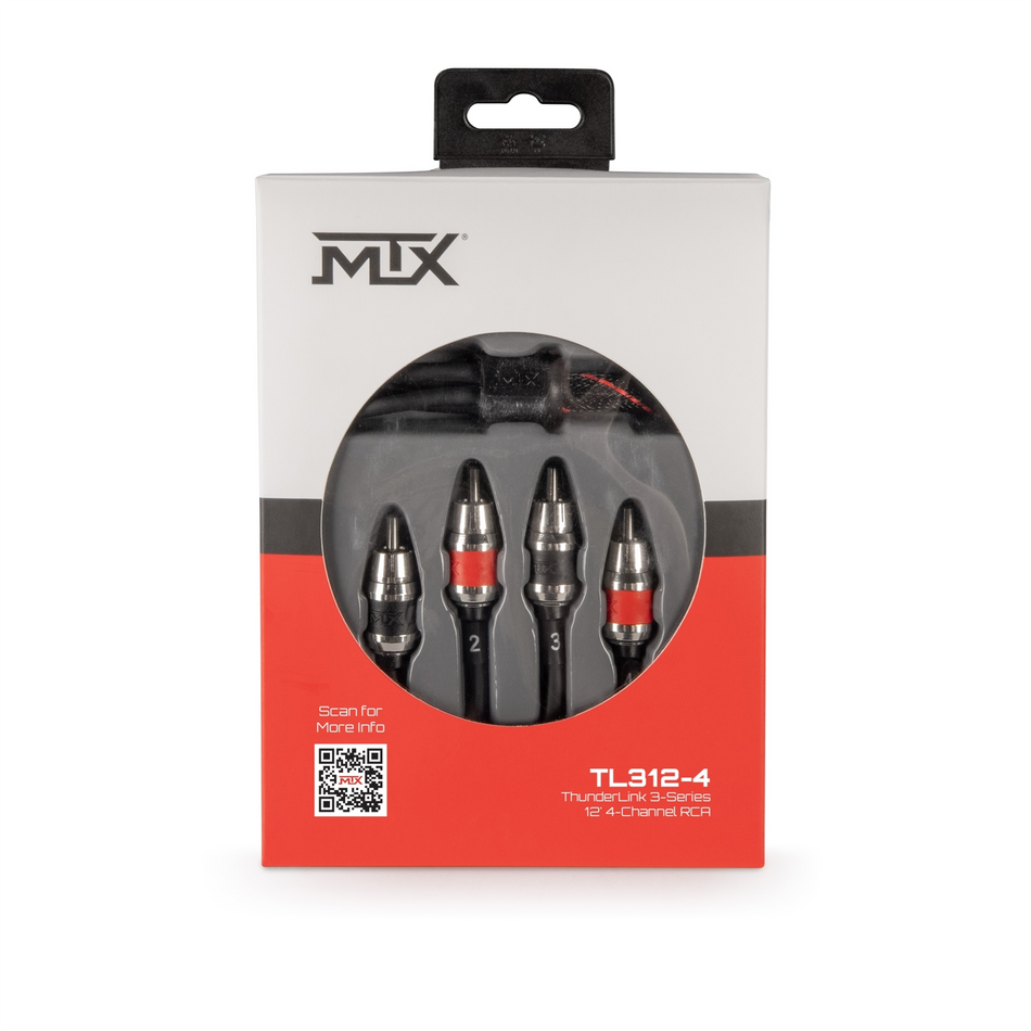 MTX TL312-4 ThunderLink 3-Series 4 Channel 12ft RCA Cable Hi-Flex OFC Wire
