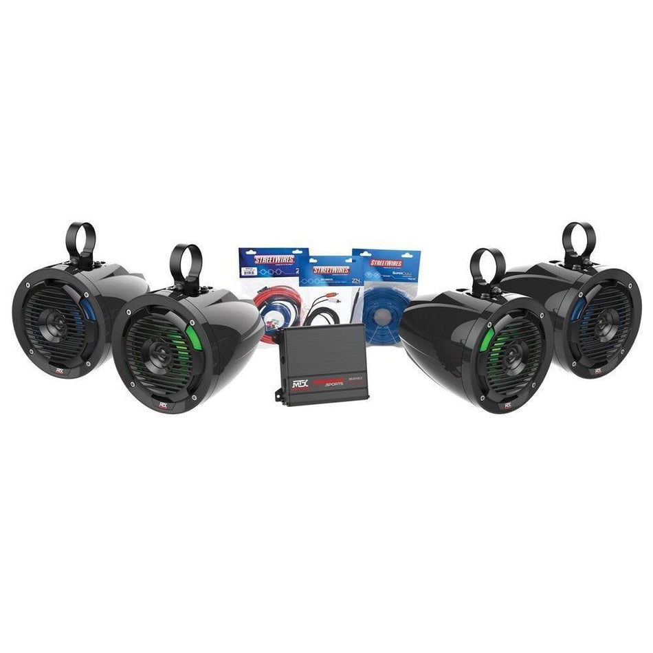 MTX UNI-2-AUX Universal UTV Kit with Amplifier and 4 Roll Cage 6.5" Speaker Pods