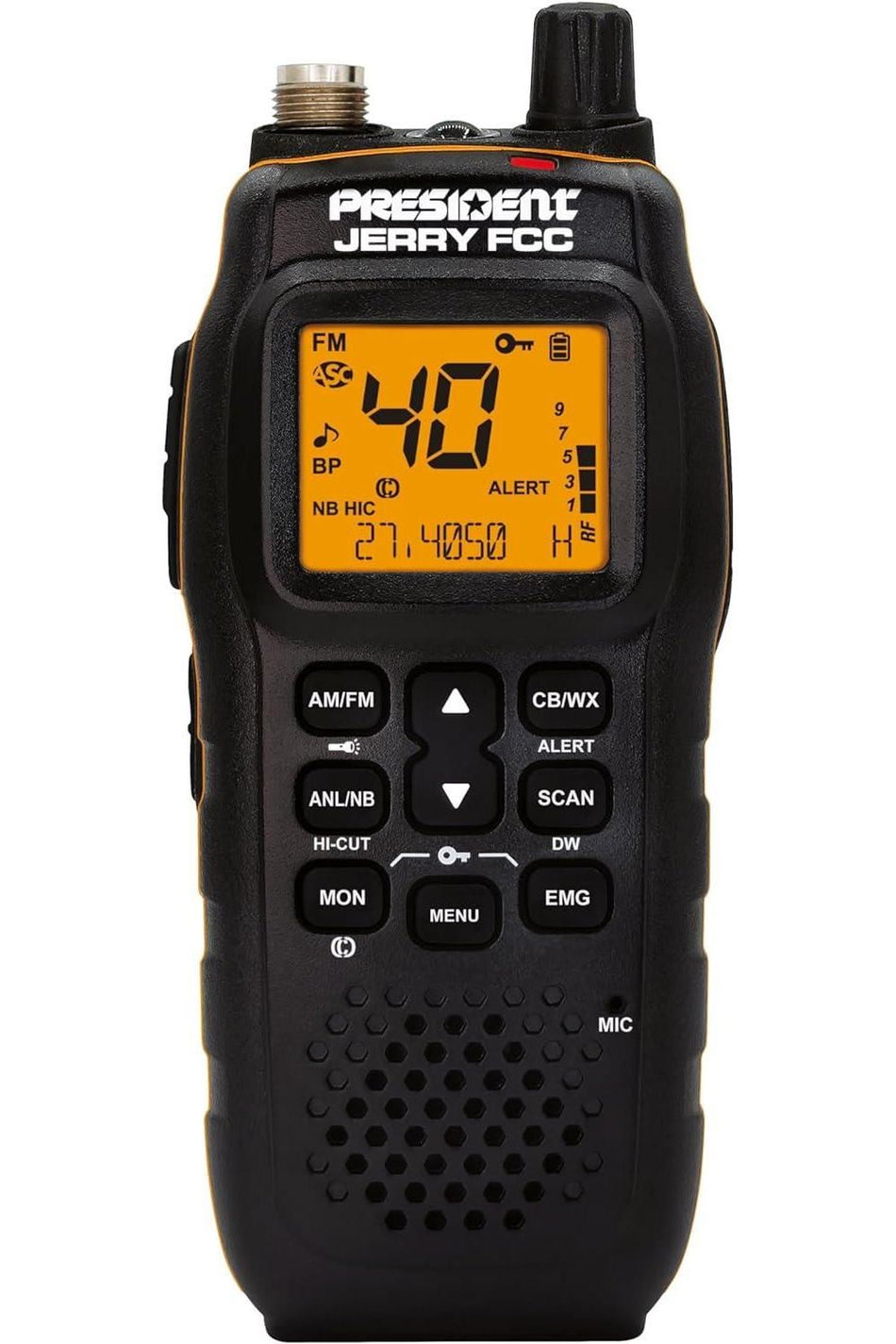 President Jerry FCC AM/FM Handheld CB Radio 40-Channel Multifunction LCD Display