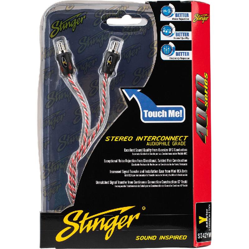 Stinger SI42YM 2 Channel 4000 Series RCA Y Adapter Cable 1 Female to 2 Male