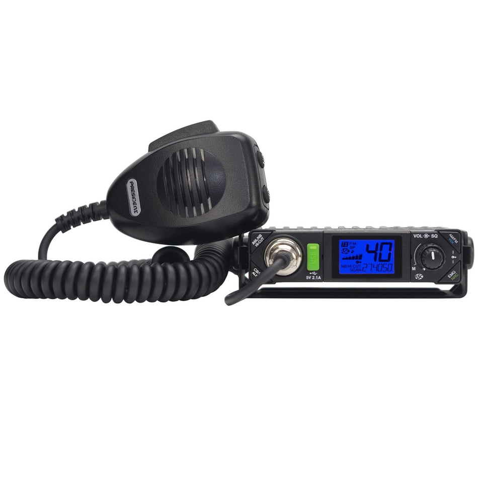 President Bill III Compact CB Radio FCC 40 AM/FM Channels with LCD Display